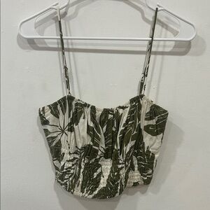 Abercrombie & Fitch Olive and Cream Leaf Print Camisole